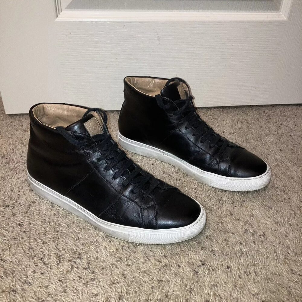 GREATS Leather Sneakers HI TOPS Black ROYALE - Sz 13 (EU 46) Made in Italy